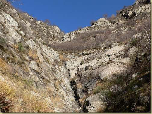 il canale che sale all'Alpe Vallard