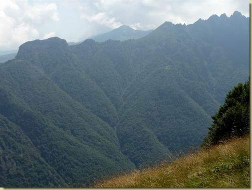 vista sulla Valacèria dalla Costa Orsera, a destra il piccolo prato dell'Alpe... 